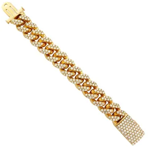 Diamond Cuban Link Bracelet in 14k Yellow Gold 23 mm 25.04 Ctw