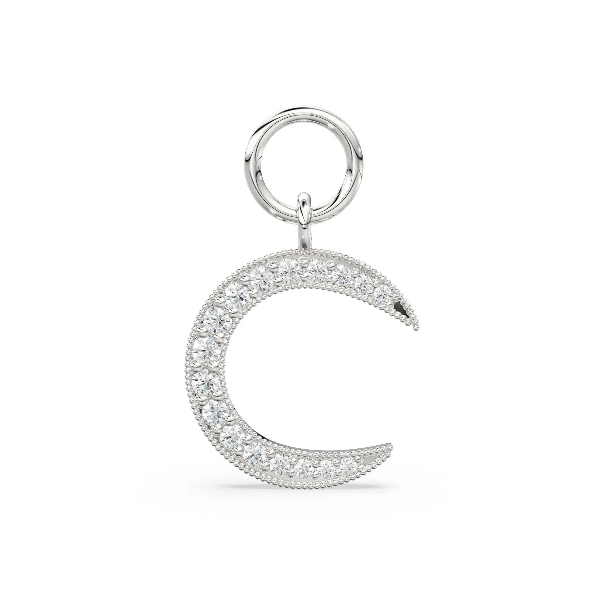 Diamond Half Moon Charm Pendant / 14k 18k Solid Gold Moon Pendant / Half Moon Pendant / Sale