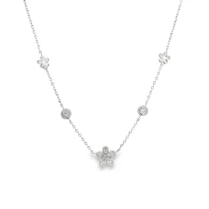 Diamond Pave Flower Station Necklace
