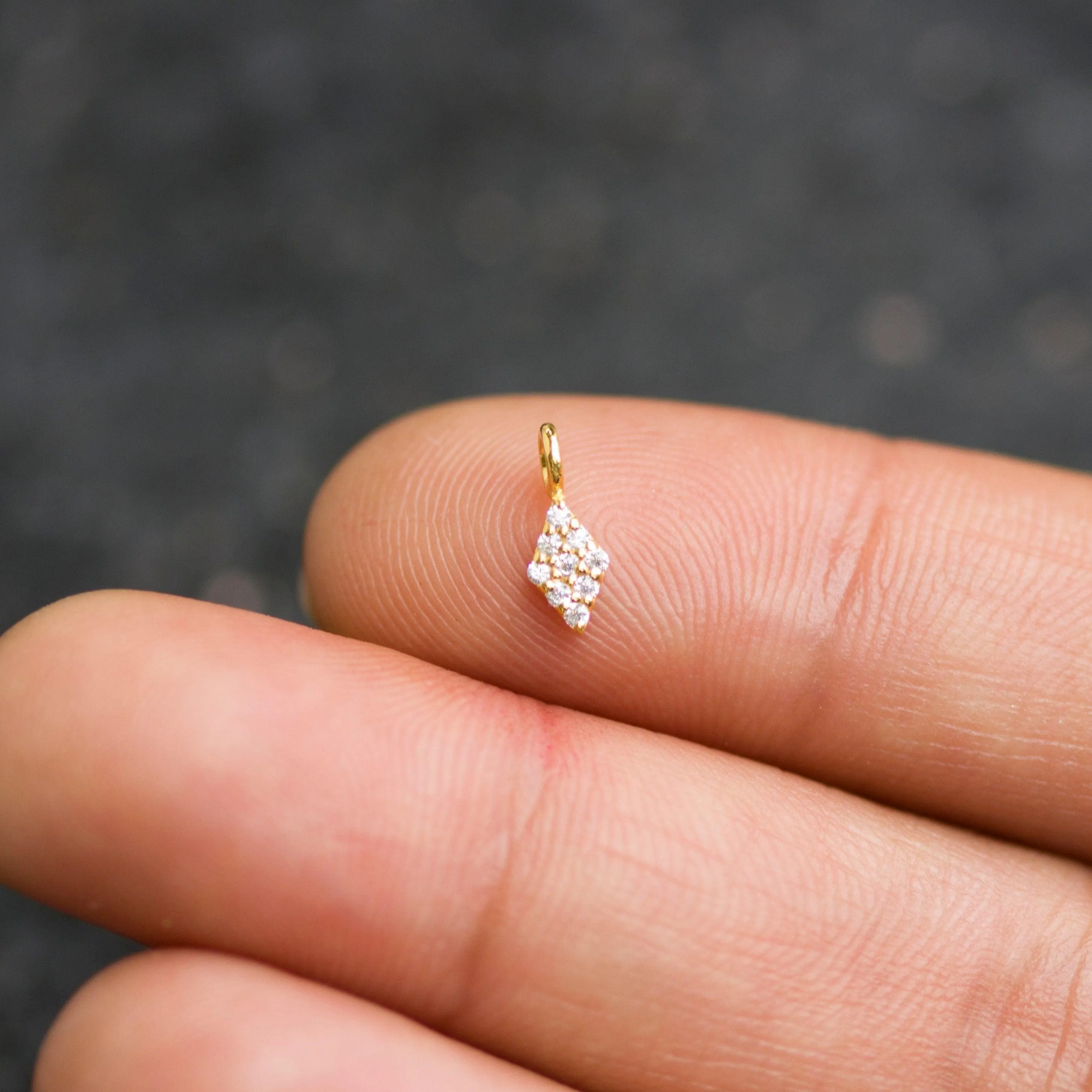 Diamond Pave Setting Charm / 14k 18k Solid Gold Charm / Gold Jewelry Supplies / Diamond Charm Finding / Sale