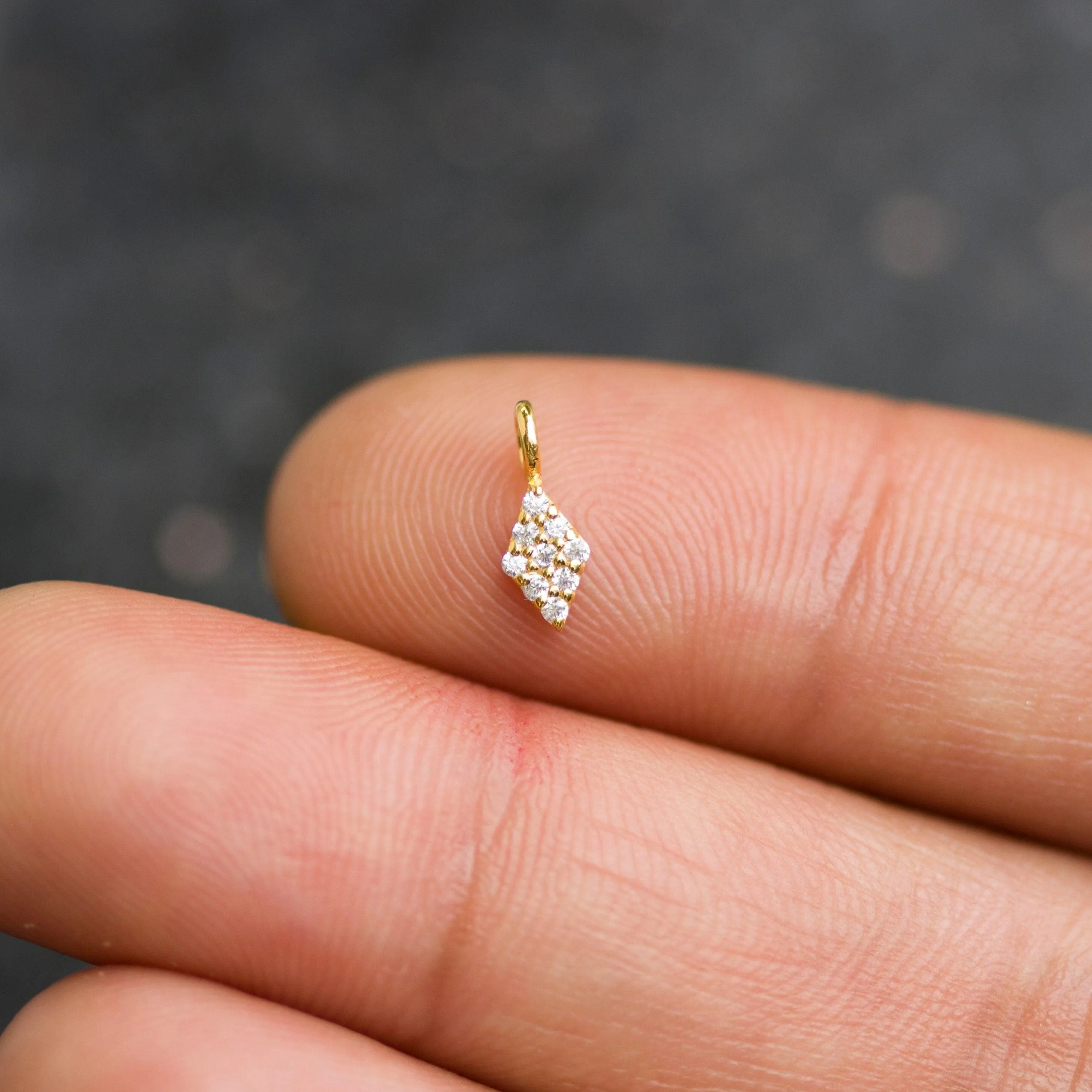 Diamond Pave Setting Charm / 14k 18k Solid Gold Charm / Gold Jewelry Supplies / Diamond Charm Finding / Sale