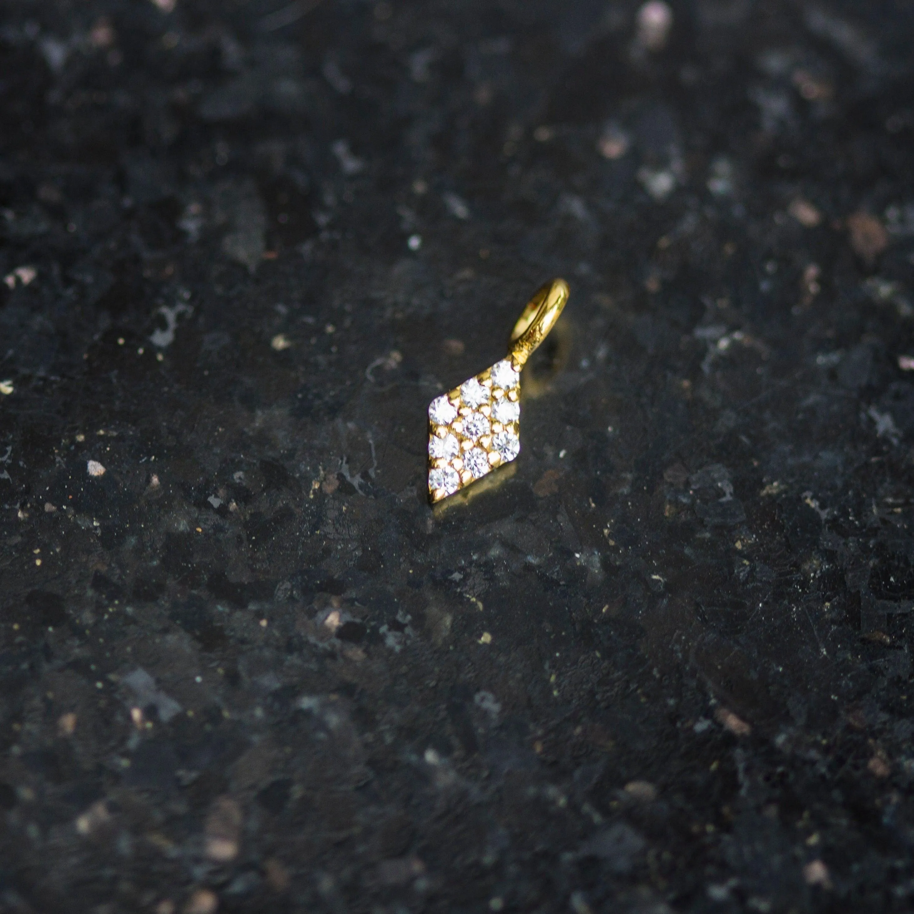 Diamond Pave Setting Charm / 14k 18k Solid Gold Charm / Gold Jewelry Supplies / Diamond Charm Finding / Sale