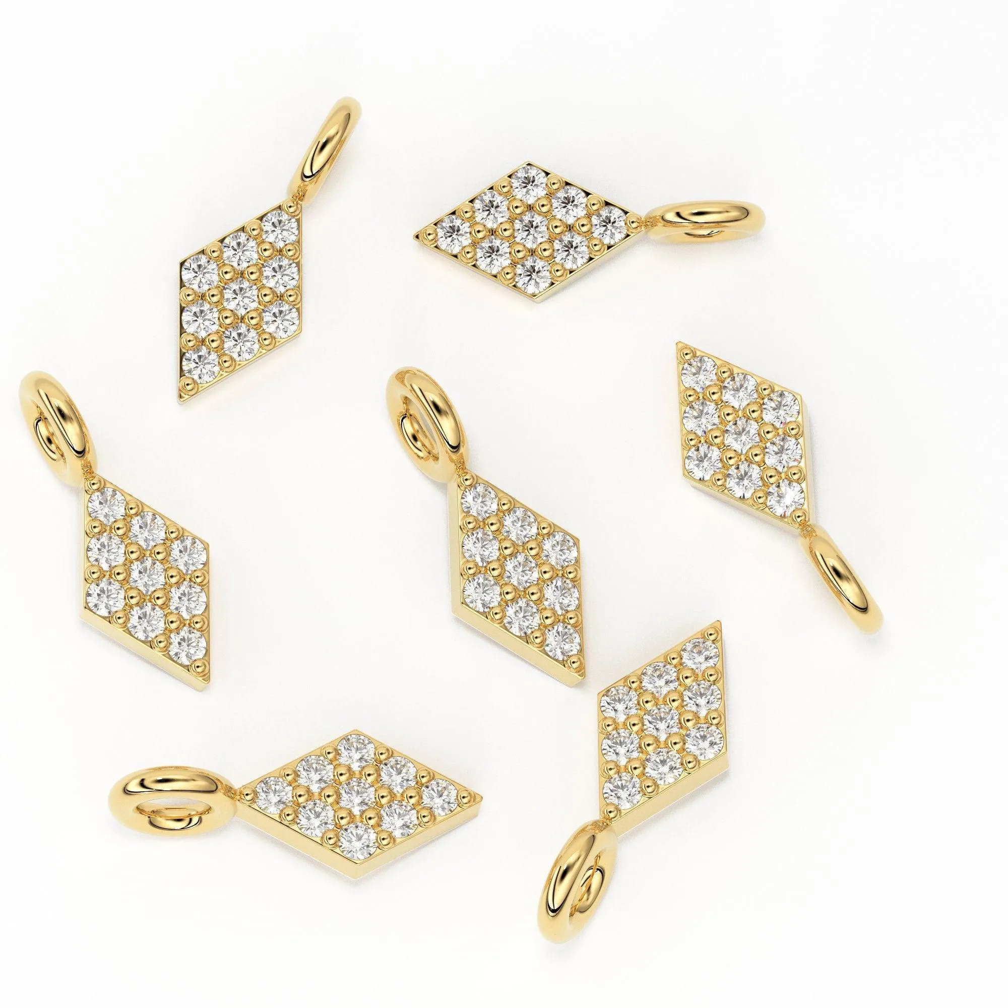 Diamond Pave Setting Charm / 14k 18k Solid Gold Charm / Gold Jewelry Supplies / Diamond Charm Finding / Sale