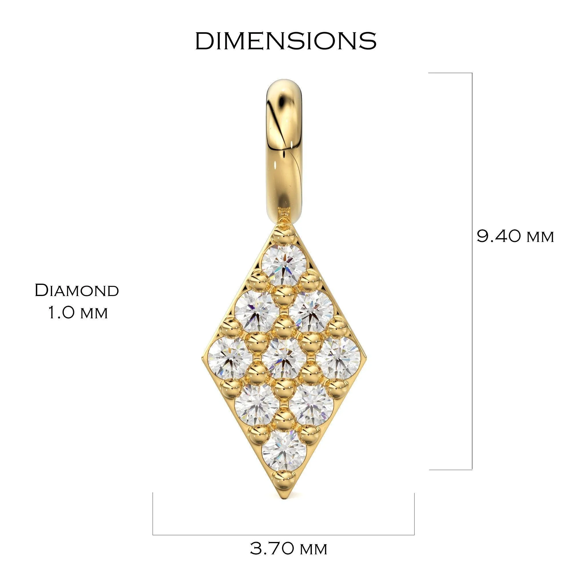 Diamond Pave Setting Charm / 14k 18k Solid Gold Charm / Gold Jewelry Supplies / Diamond Charm Finding / Sale