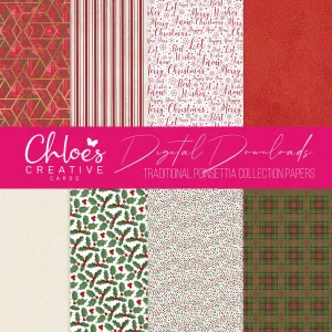Digital Download - Traditional Poinsettia Collection Paper Pack