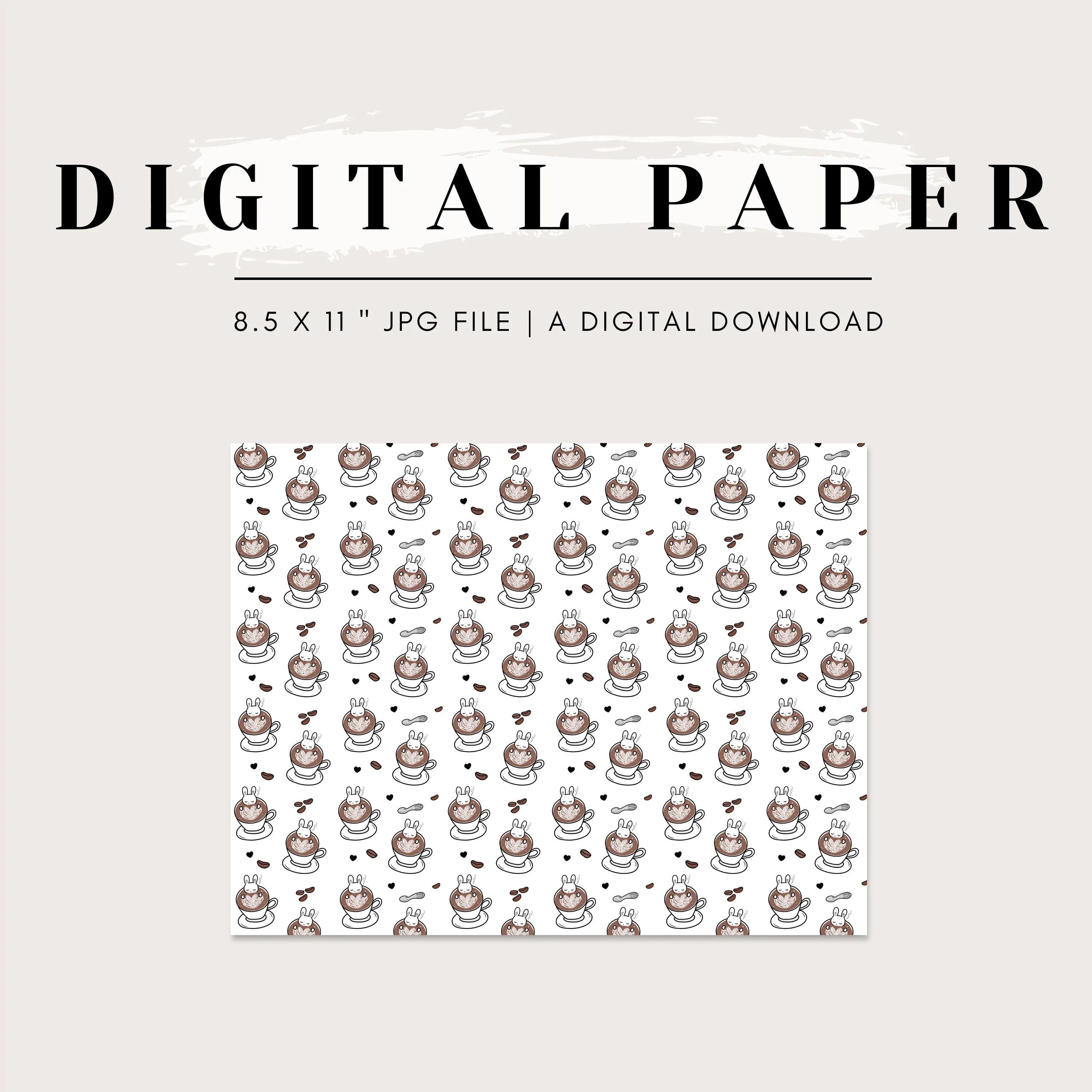Digital Paper - Latte the Bunny Soaking in a Hot Coffee Mug