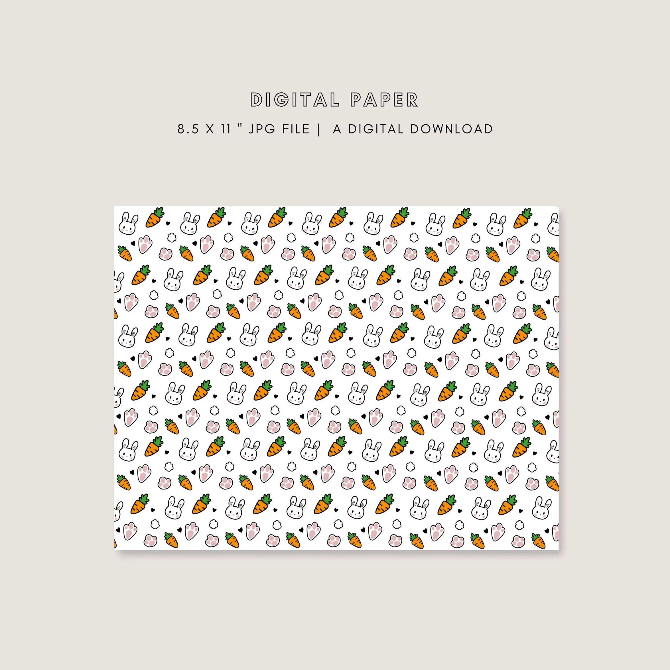 Digital Paper - Latte the White Bunny