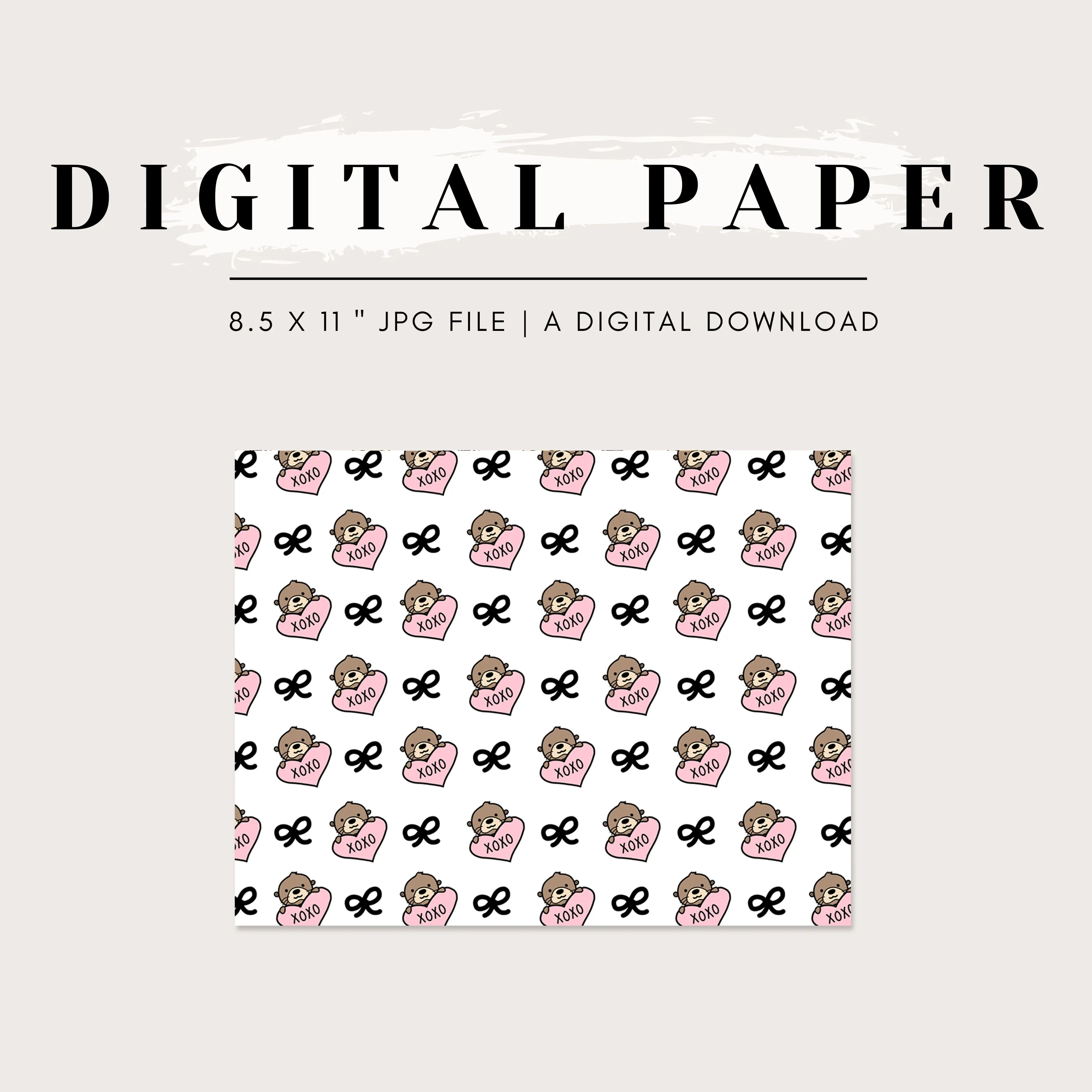 Digital Paper - Nellie with Hearts and Bows