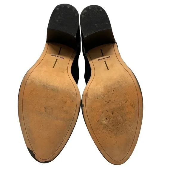 Dolce Vita Stevie Black Suede Leather Zip Back Heeled Ankle Booties