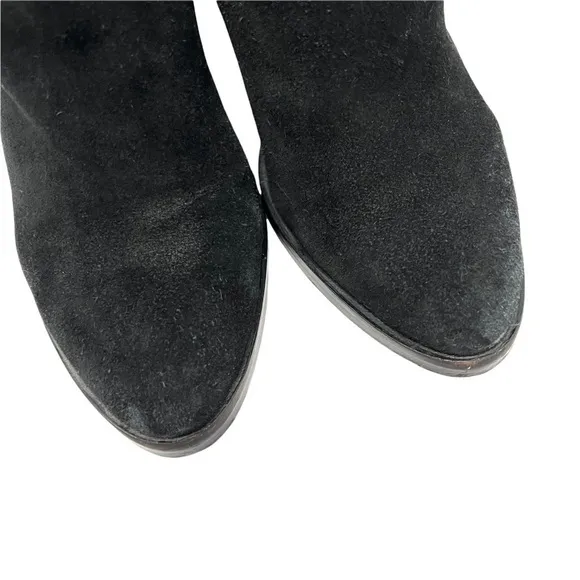 Dolce Vita Stevie Black Suede Leather Zip Back Heeled Ankle Booties