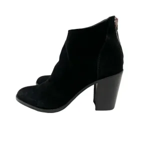 Dolce Vita Stevie Black Suede Leather Zip Back Heeled Ankle Booties