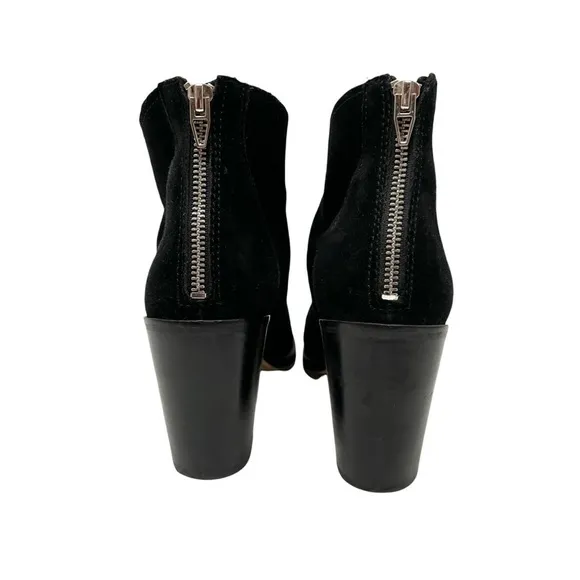 Dolce Vita Stevie Black Suede Leather Zip Back Heeled Ankle Booties