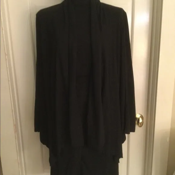 Doncaster Black Jersey Knit Skirt With Faux-Suede Trim