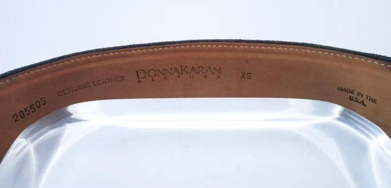 DONNA KARAN Gray Wide Suede Belt with Gunmetal Tone Buckle Size XS