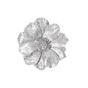 Double Rose Silvertone Brooch