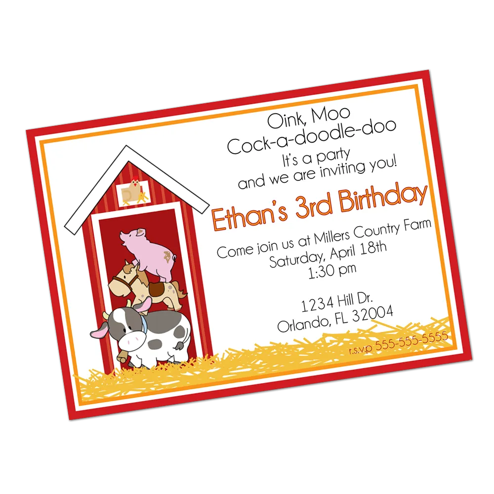 Down on the Farm Digital Birthday Invitation