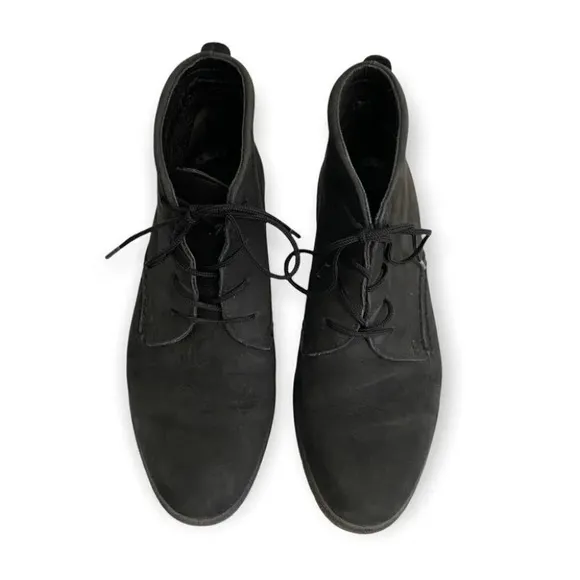 Ecco Black Soft Suede Lace Up Booties