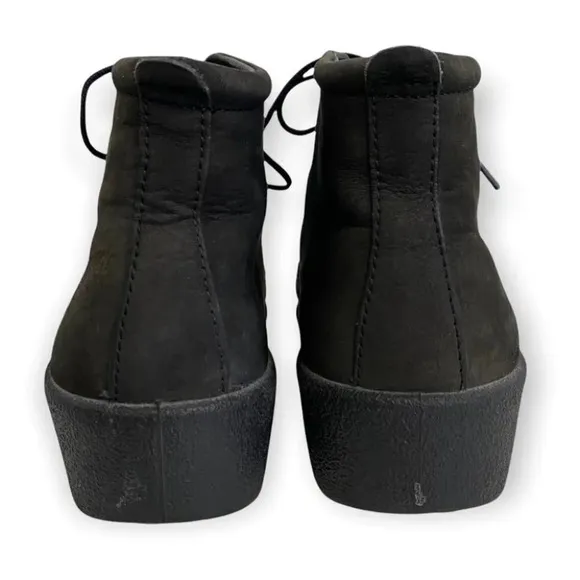 Ecco Black Soft Suede Lace Up Booties