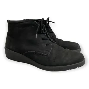 Ecco Black Soft Suede Lace Up Booties