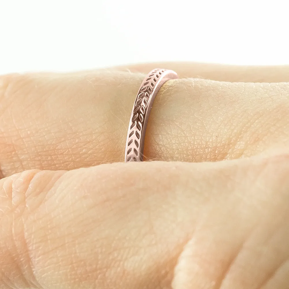 Eco Friendly Chevron Wedding Band, 14K Rose Gold
