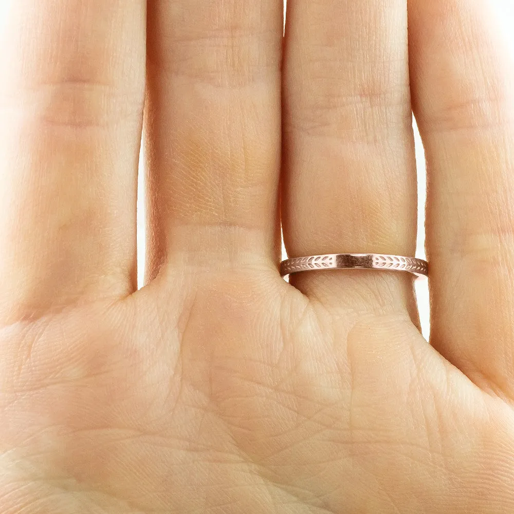 Eco Friendly Chevron Wedding Band, 14K Rose Gold