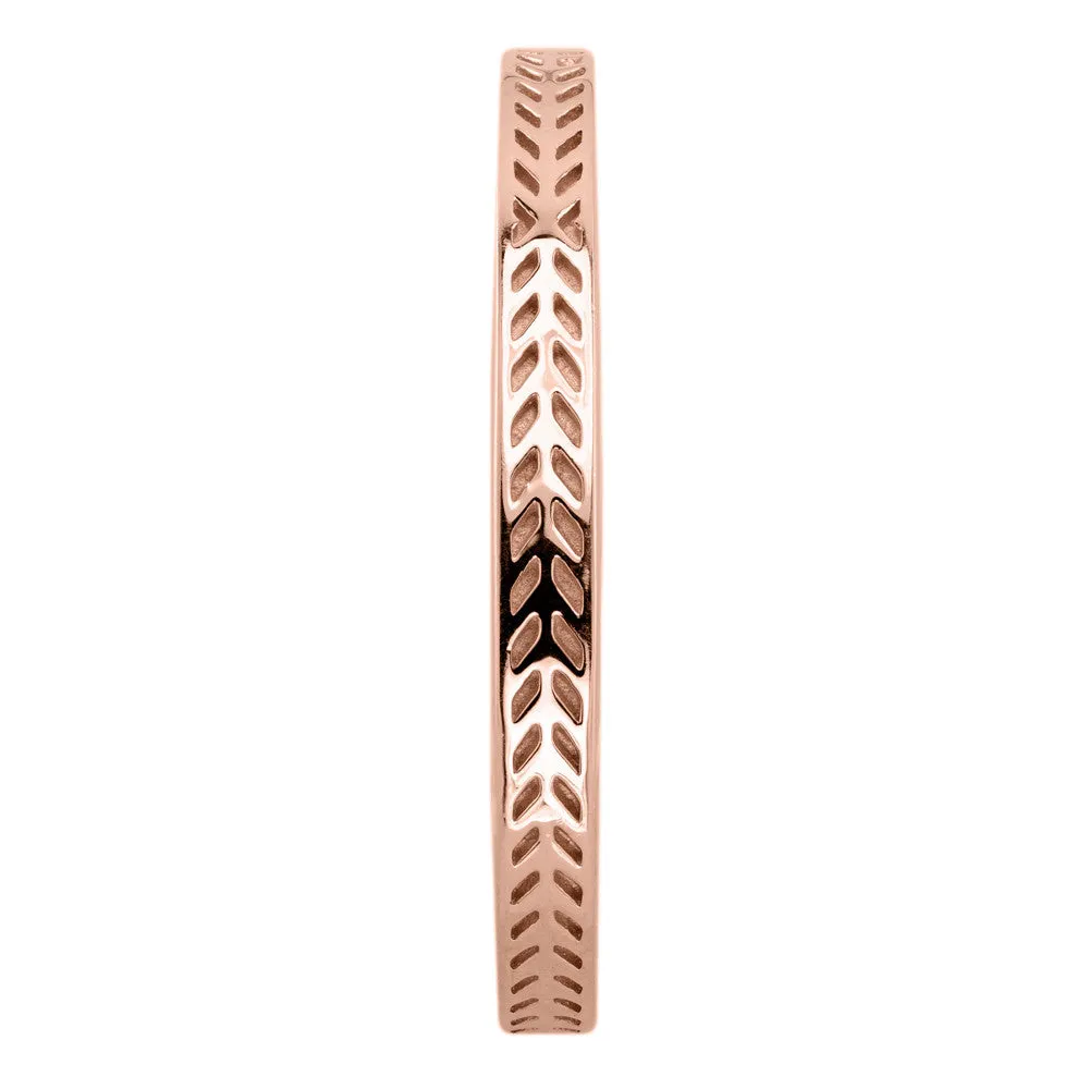 Eco Friendly Chevron Wedding Band, 14K Rose Gold