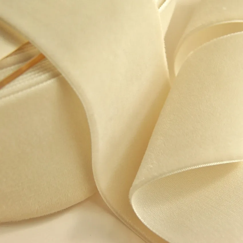 Ecru Velvet Ribbon Vintage from Switzerland 50mm