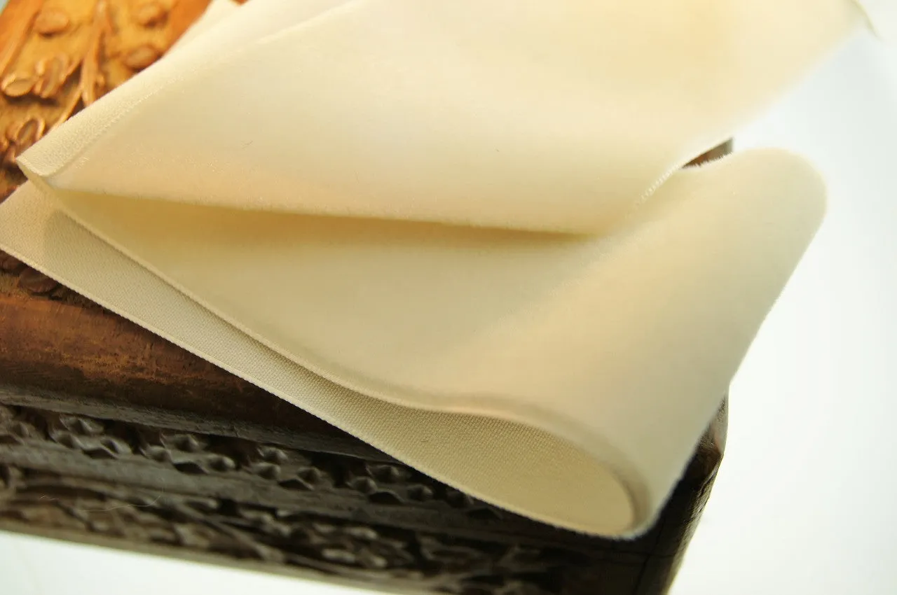 Ecru Velvet Ribbon Vintage from Switzerland 50mm