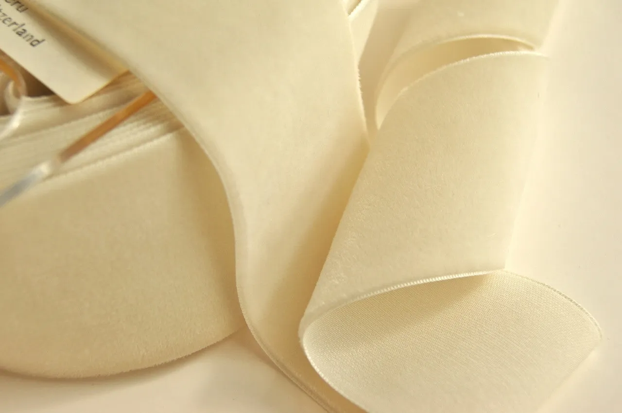 Ecru Velvet Ribbon Vintage from Switzerland 50mm