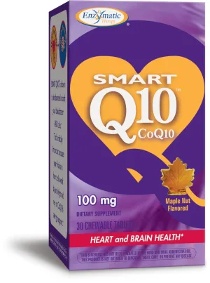 Enzymatic Therapy Smart Q10, CoQ10, 100 mg, 30 tabletas masticables, 06103, 1, 1