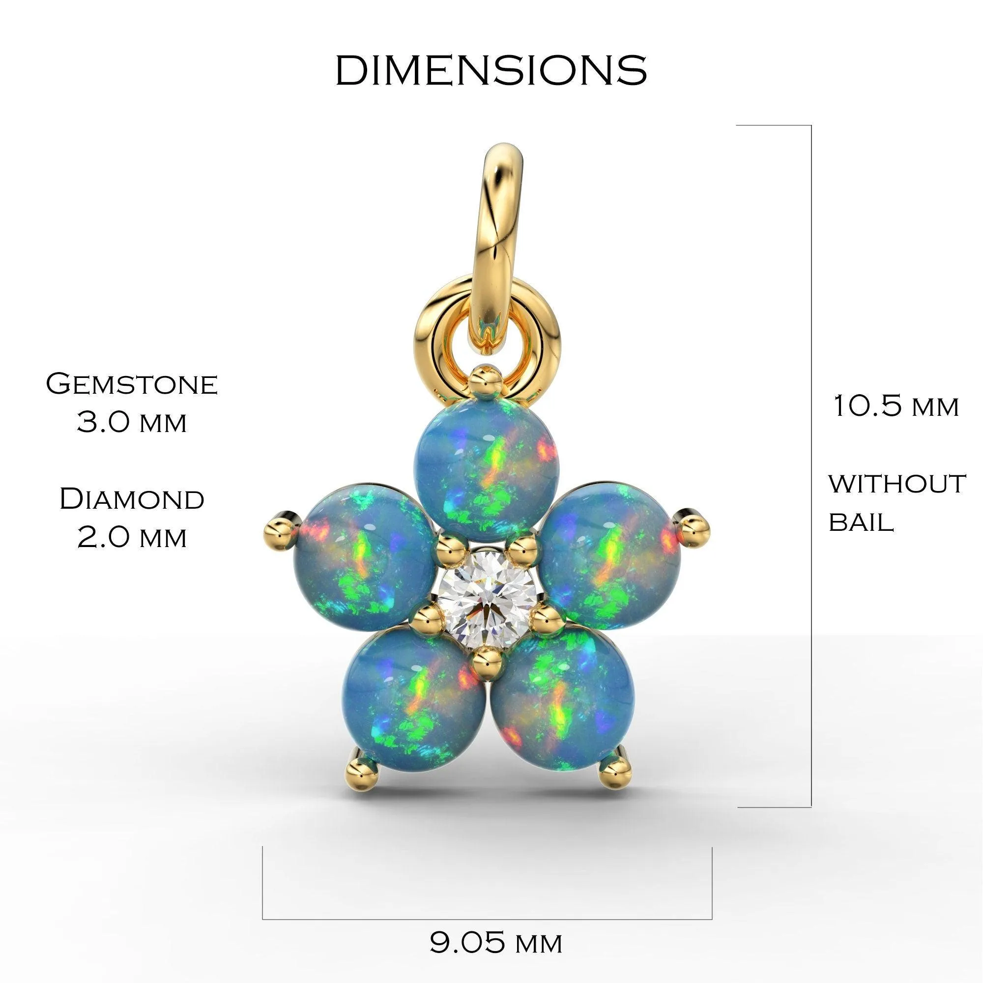 Ethiopian Welo Opal Round Diamond Pendant / 14k 18k Solid Gold Pendant / Ethiopian Opal Pendant / Opal Diamond Pendant / Sale