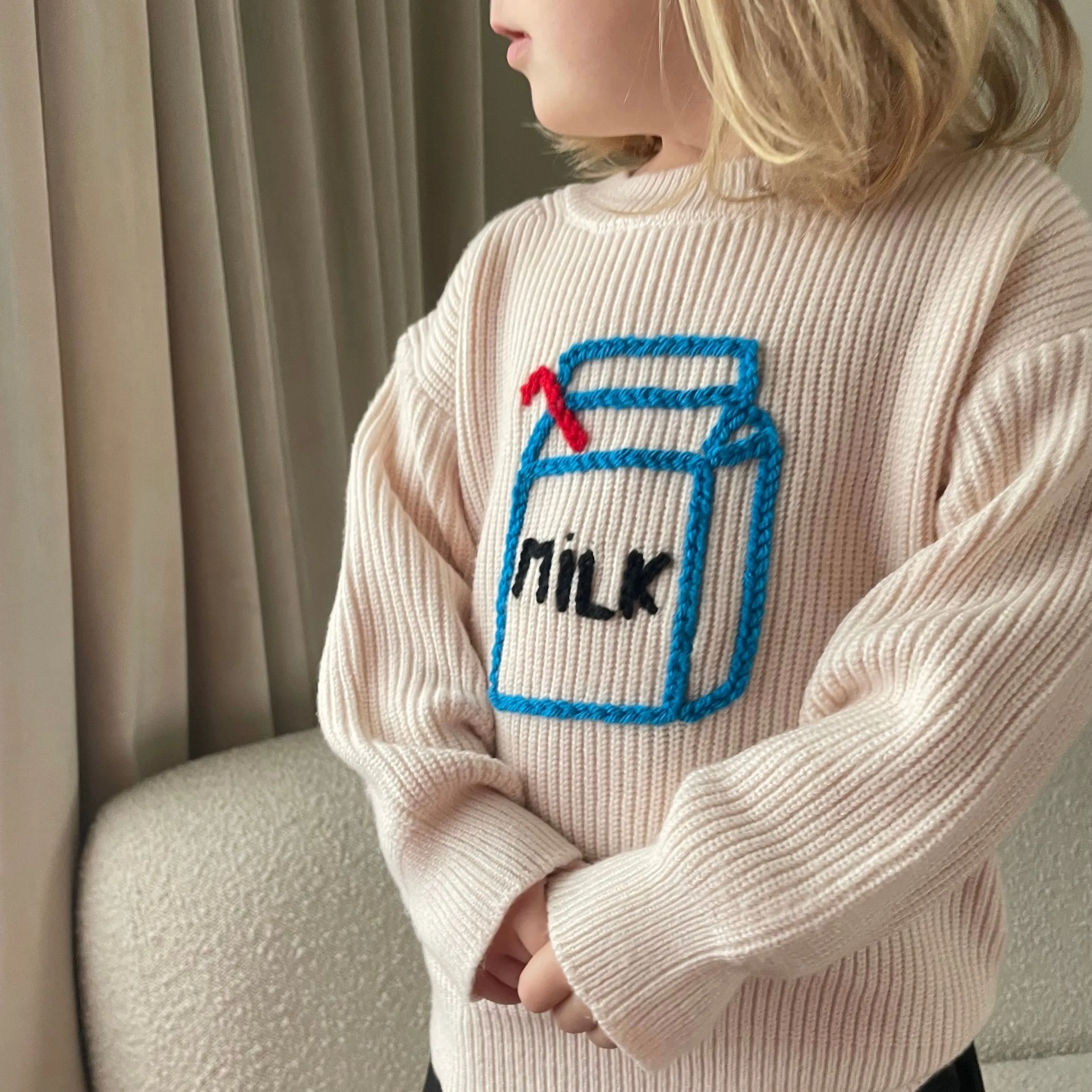 Exclusive Hand Embroidered Milk Carton Jumper