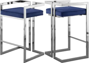 Ezra Navy Velvet Stool