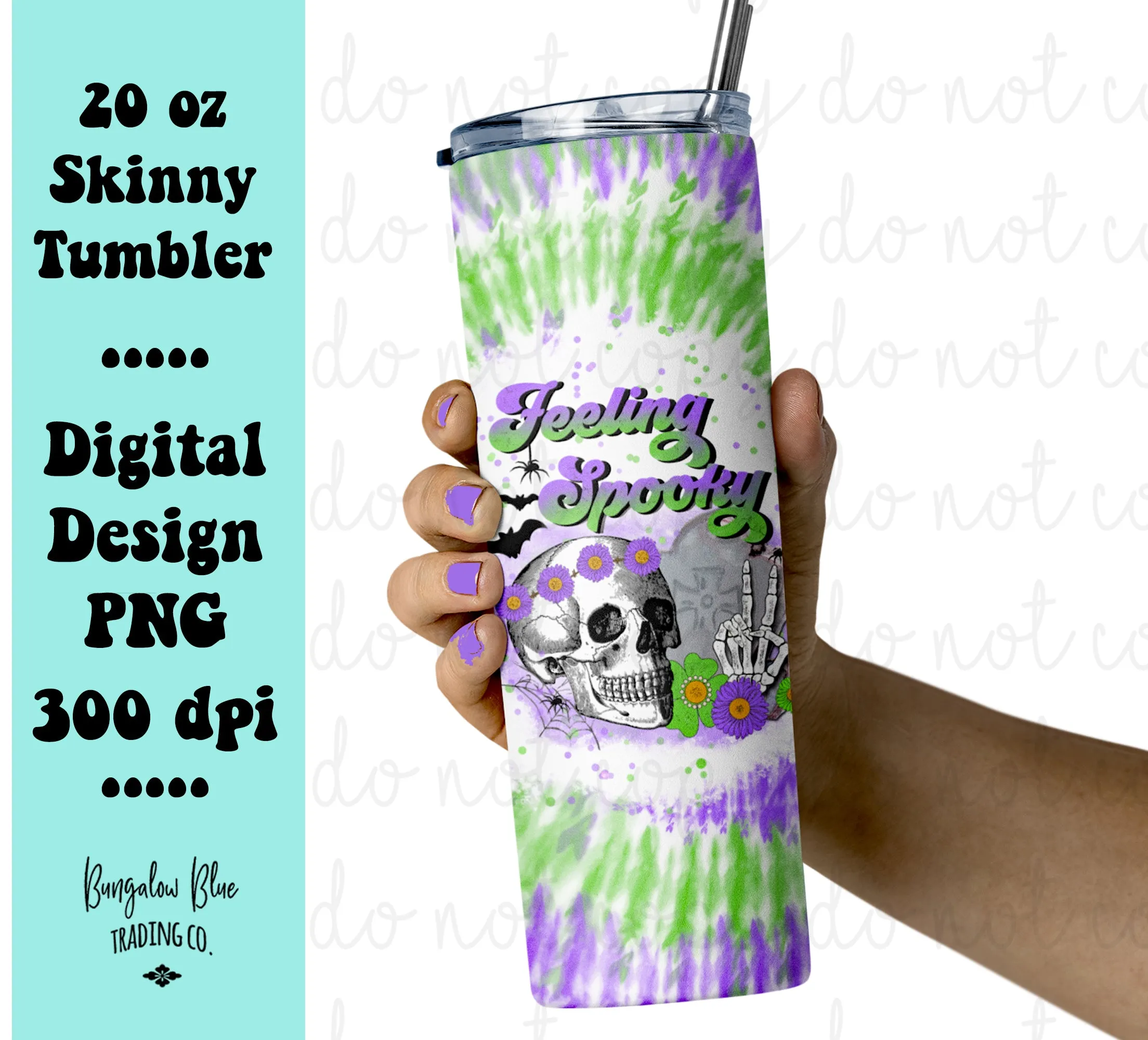 Feeling Spooky Halloween 20 oz Skinny Tumbler Wrap Digital Download