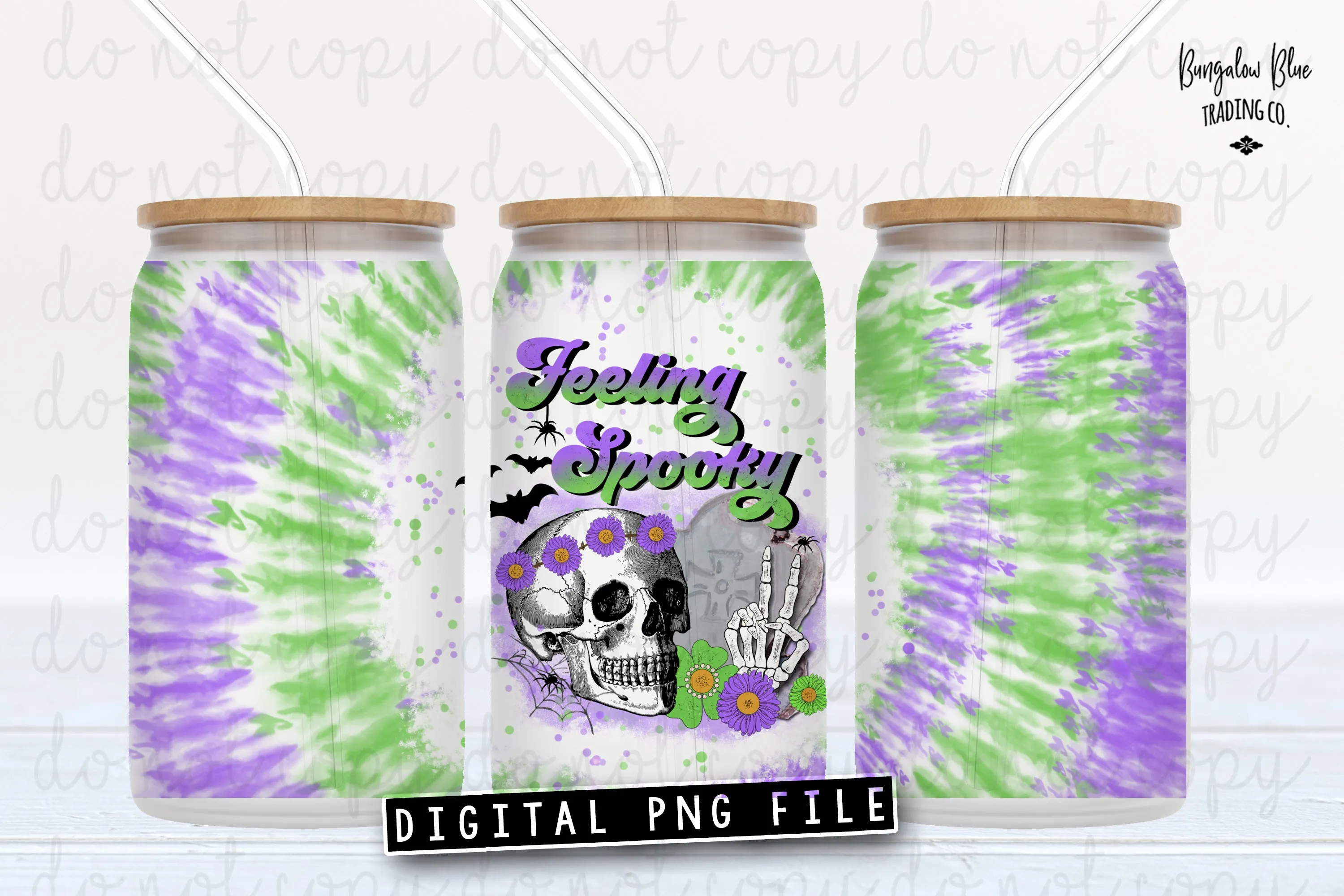 Feeling Spooky Halloween Glass Can Tumbler Wrap Digital Download