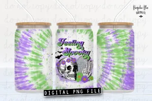 Feeling Spooky Halloween Glass Can Tumbler Wrap Digital Download