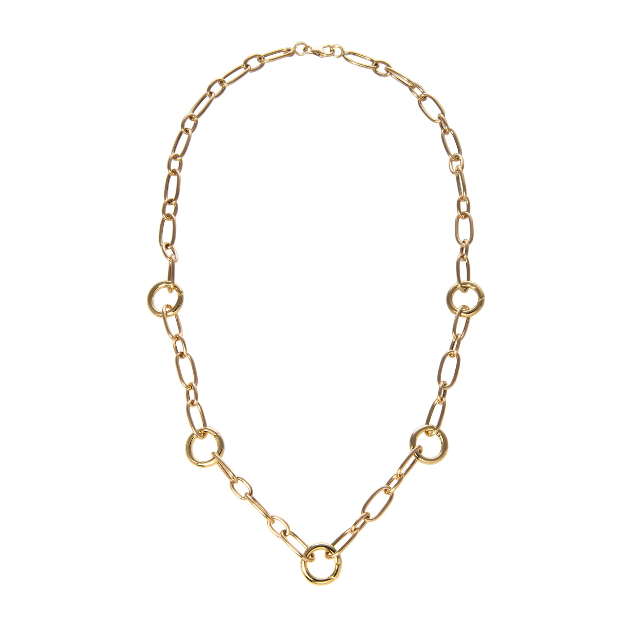 Five-Charm Holder Station Mixed Oval Link Necklace