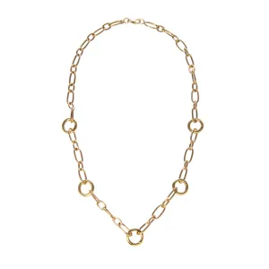 Five-Charm Holder Station Mixed Oval Link Necklace