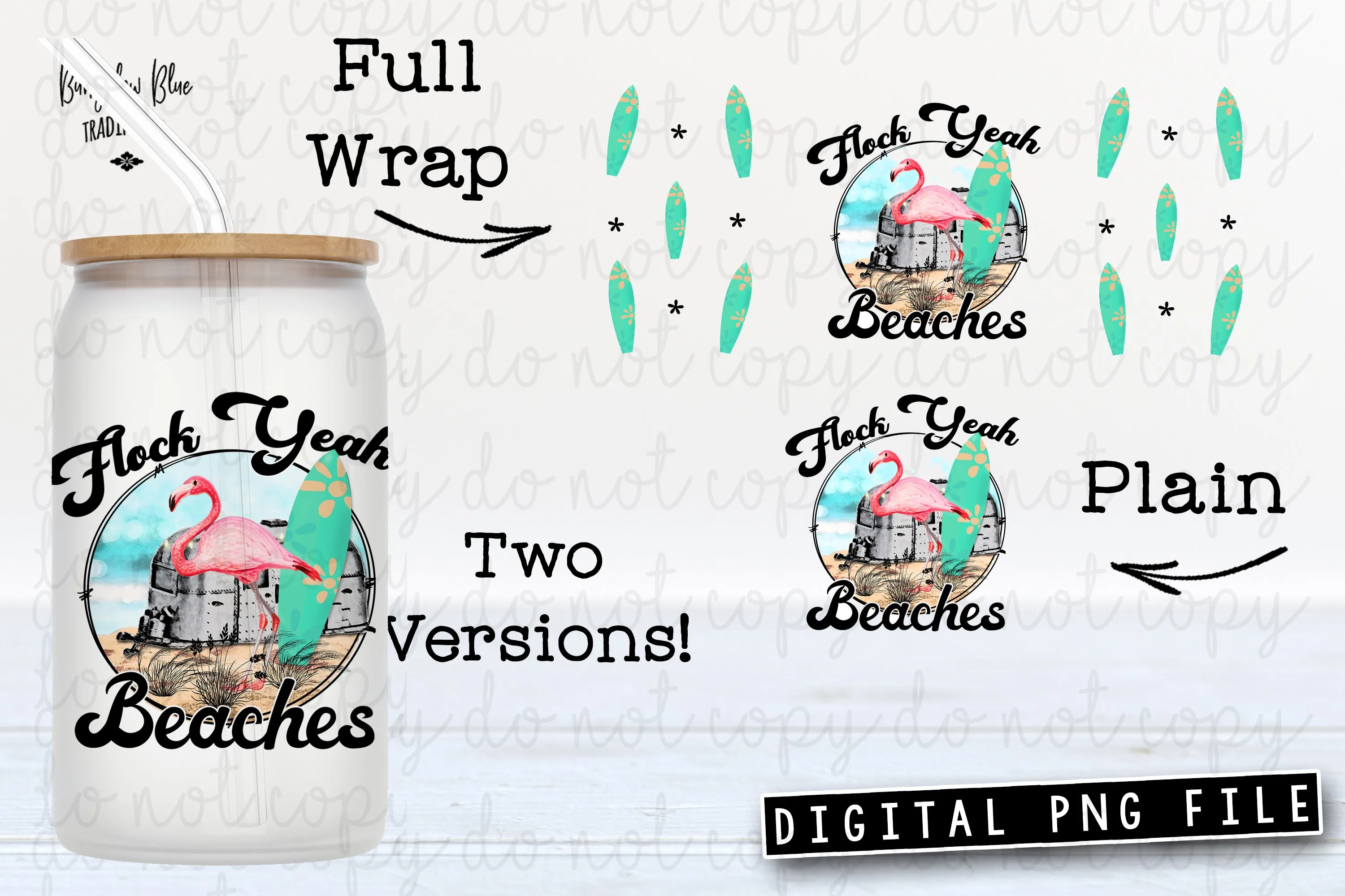 Flock Yeah Beaches  Glass Can Tumbler Wrap Digital Download