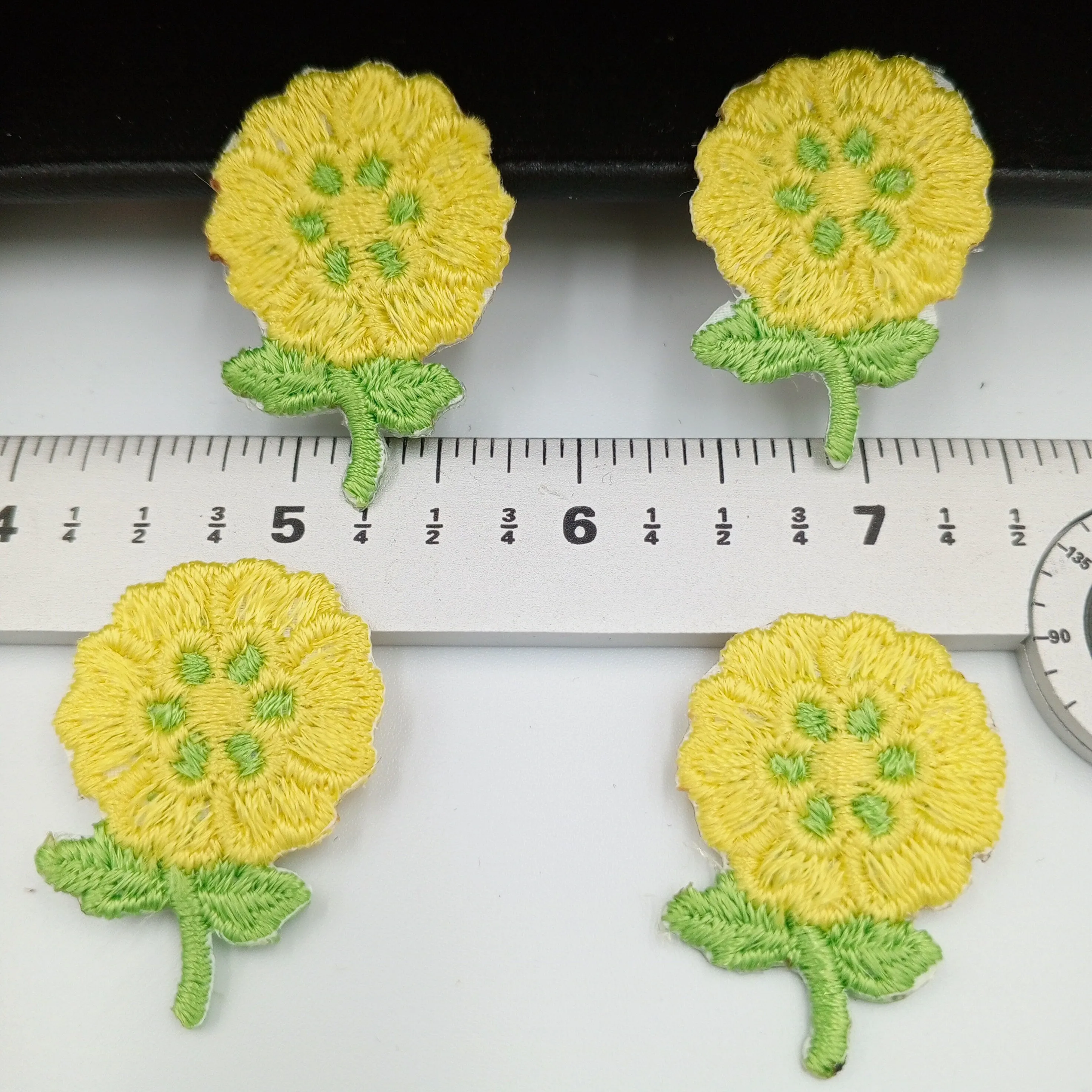 FLORAL VINTAGE applique lime yellow flower iron on Patches #190