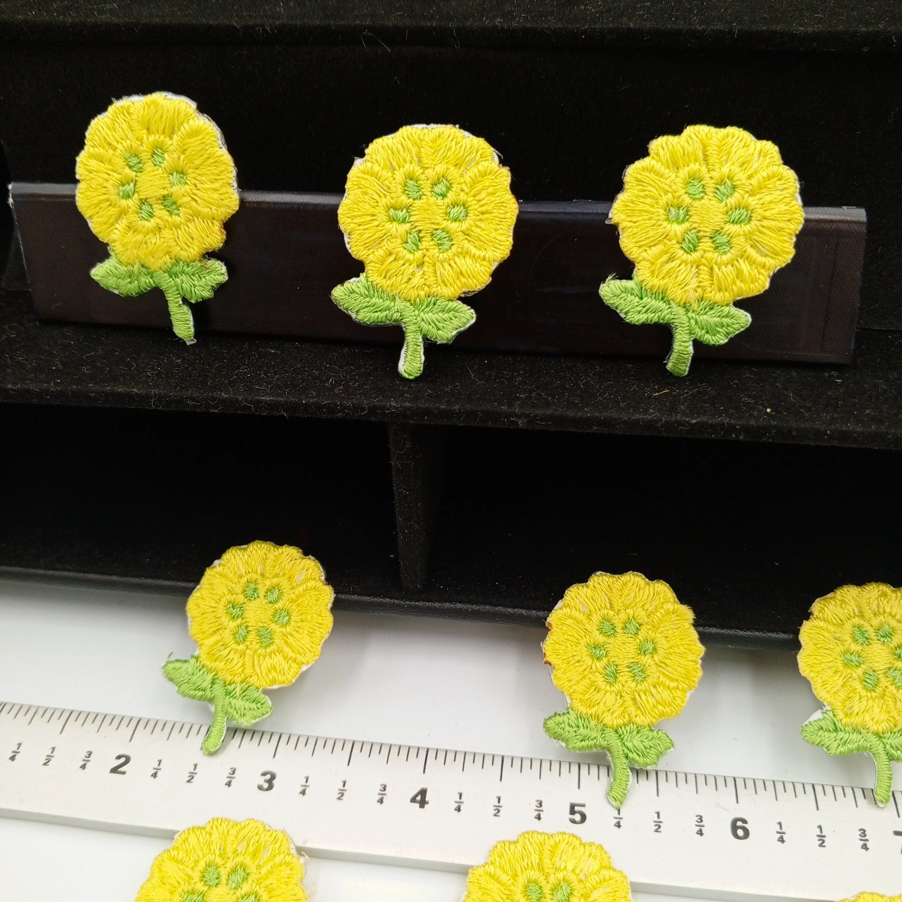 FLORAL VINTAGE applique lime yellow flower iron on Patches #190