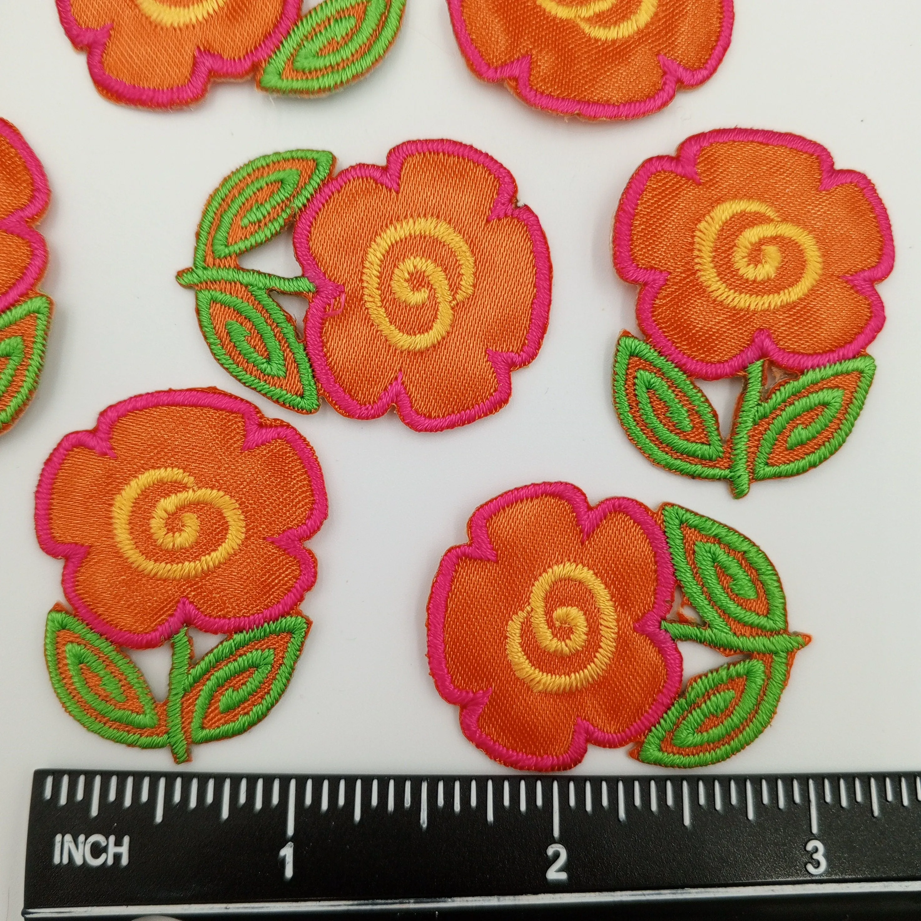 FLORAL VINTAGE applique orange yellow pink green Flower Patches #267