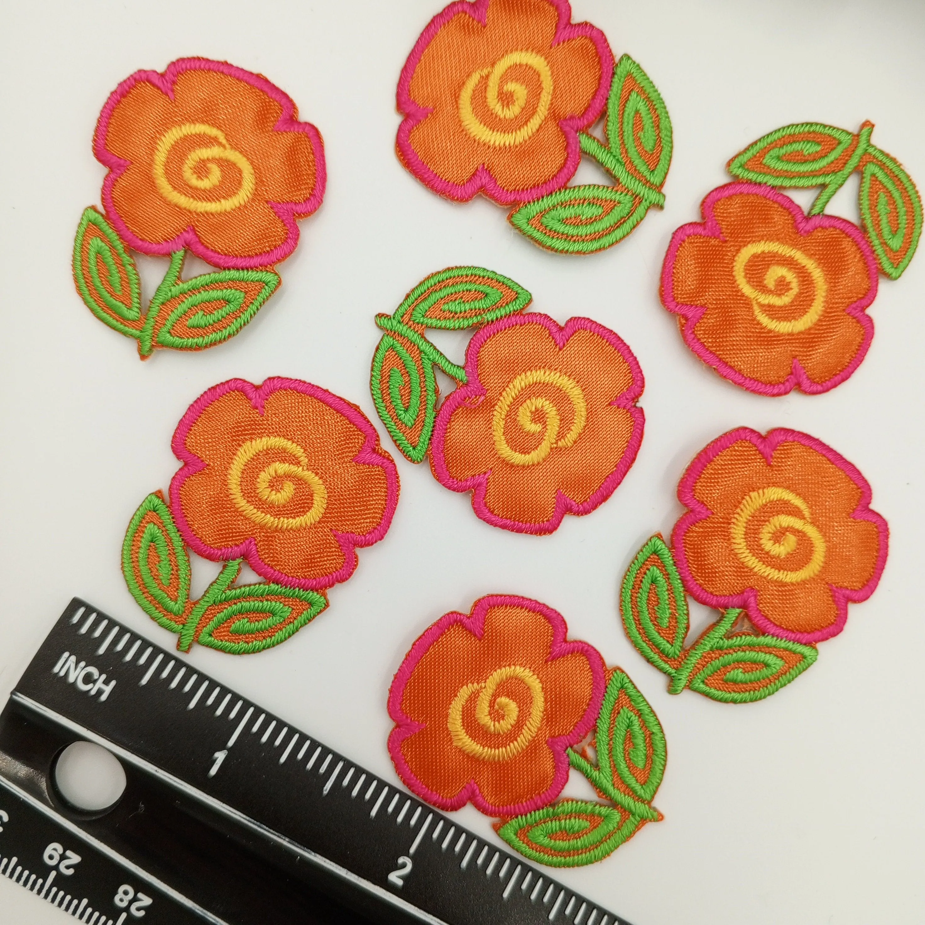 FLORAL VINTAGE applique orange yellow pink green Flower Patches #267