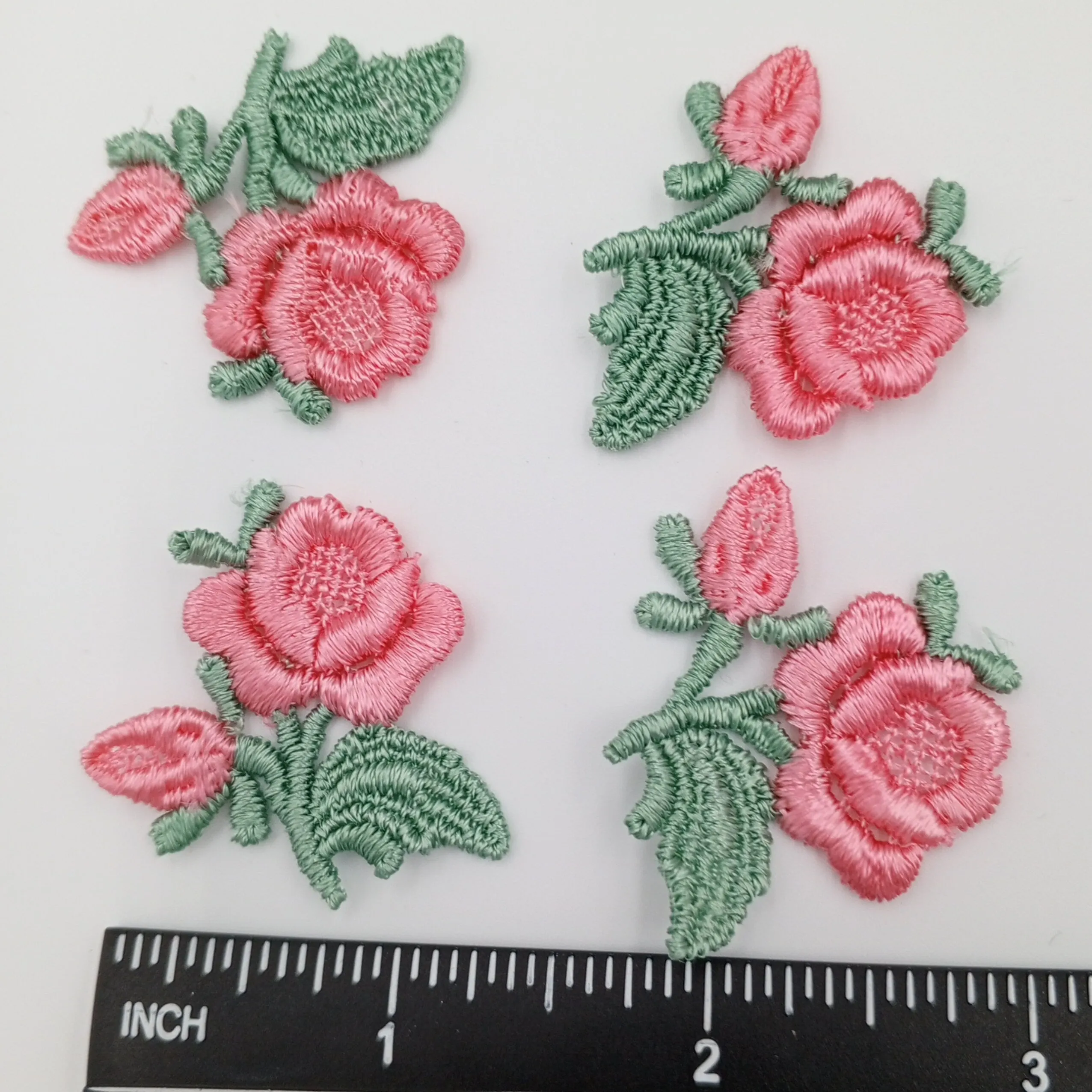 FLORAL VINTAGE applique Pink Green Flower Patches #250