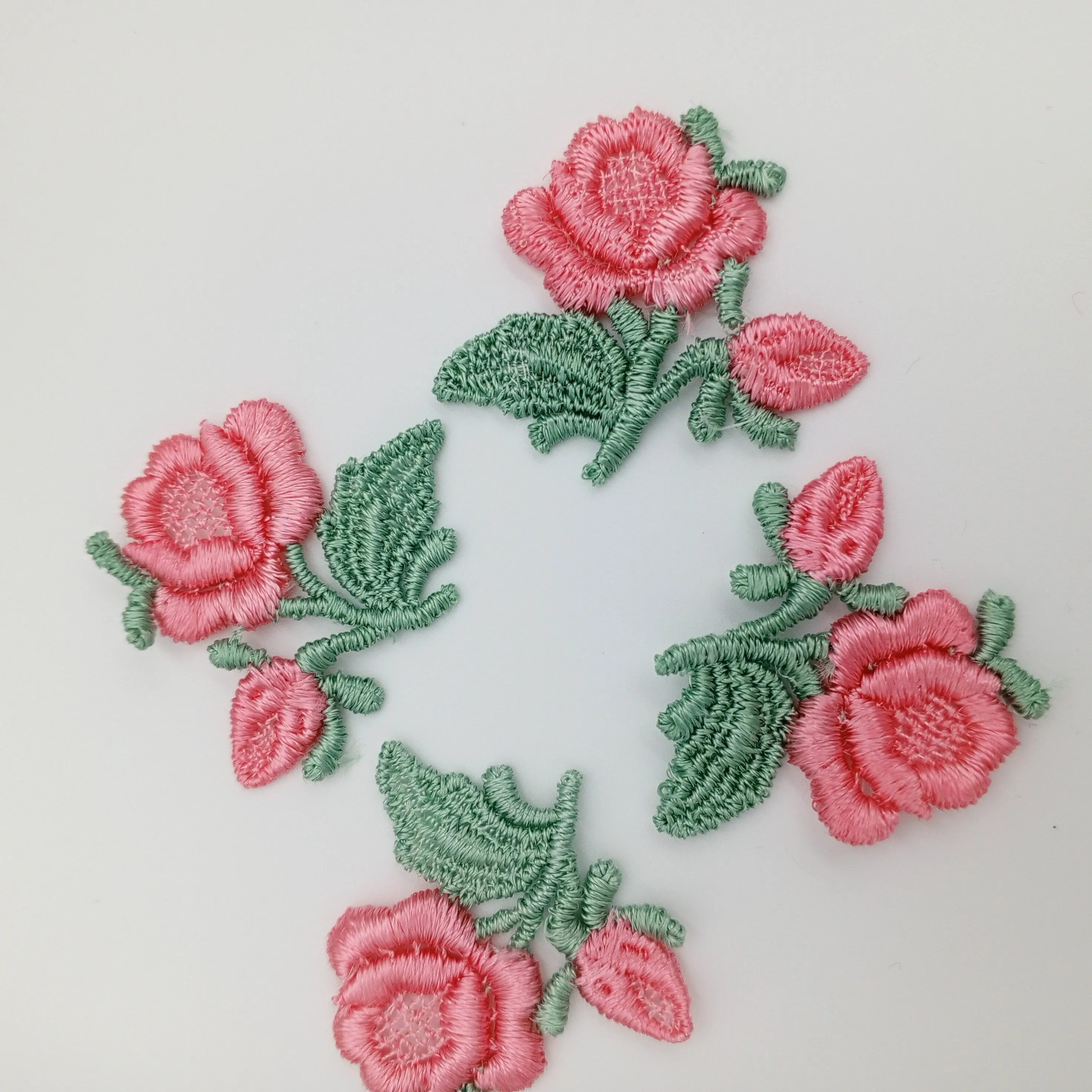 FLORAL VINTAGE applique Pink Green Flower Patches #250