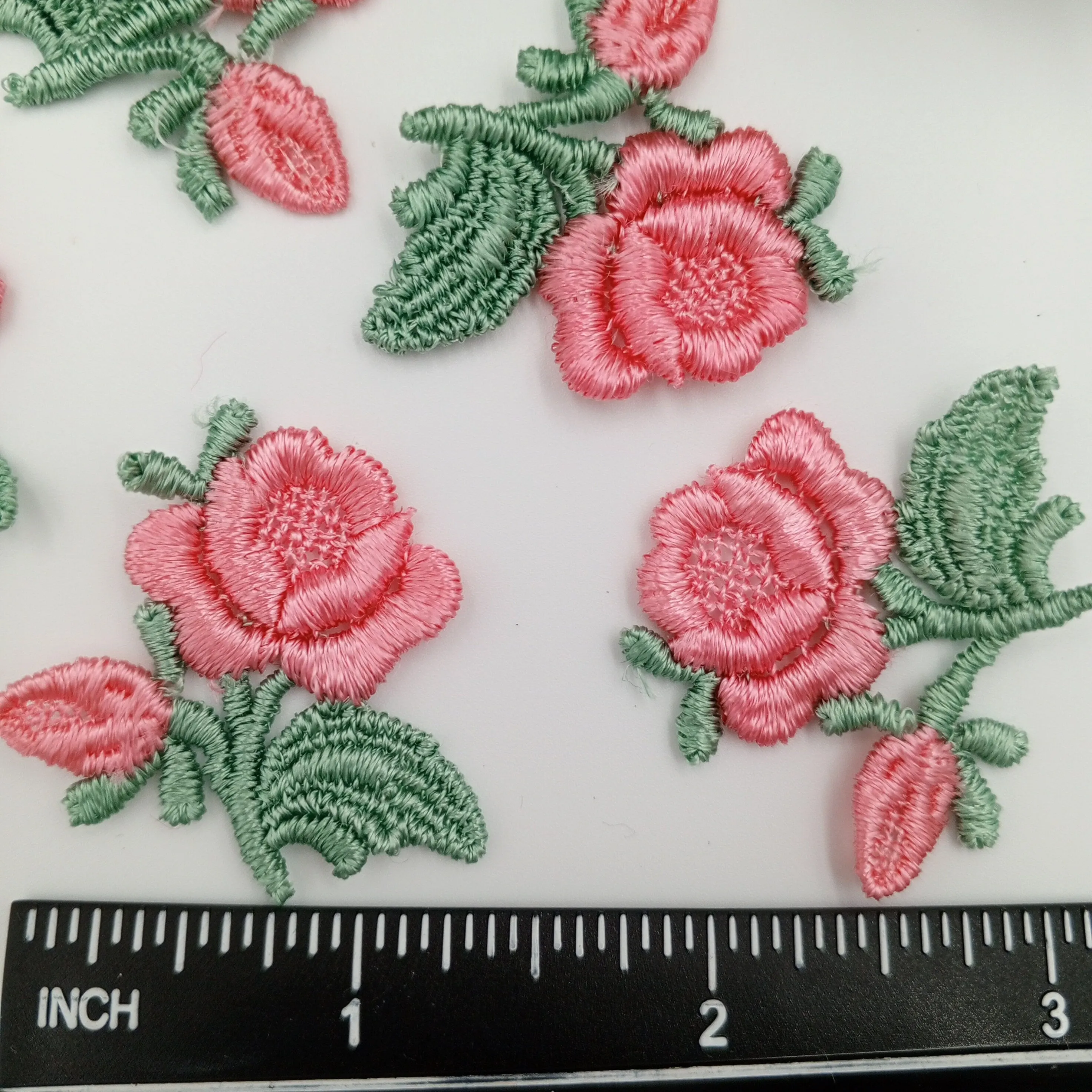 FLORAL VINTAGE applique Pink Green Flower Patches #250