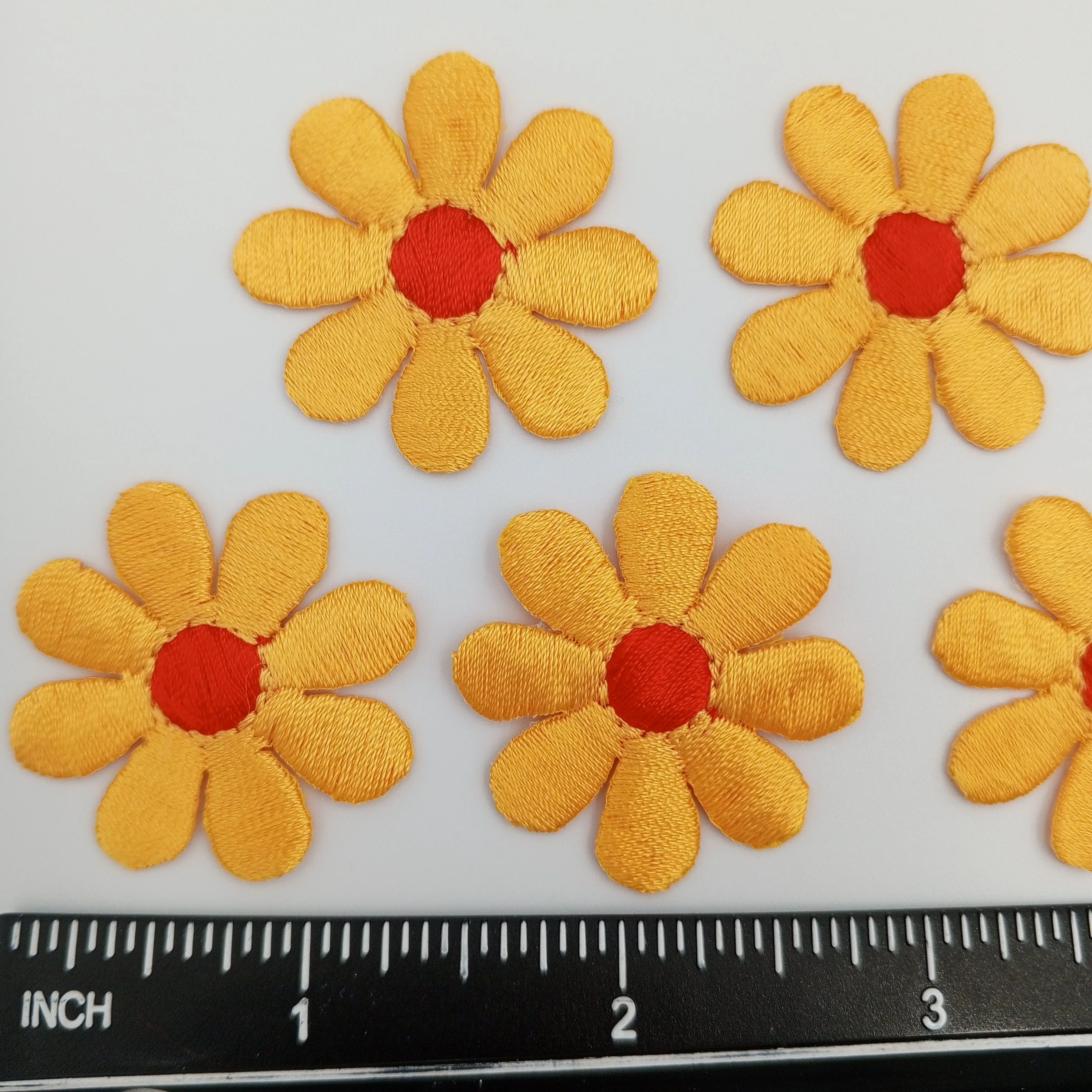 FLORAL VINTAGE applique red golden yellow Flower Patches #269