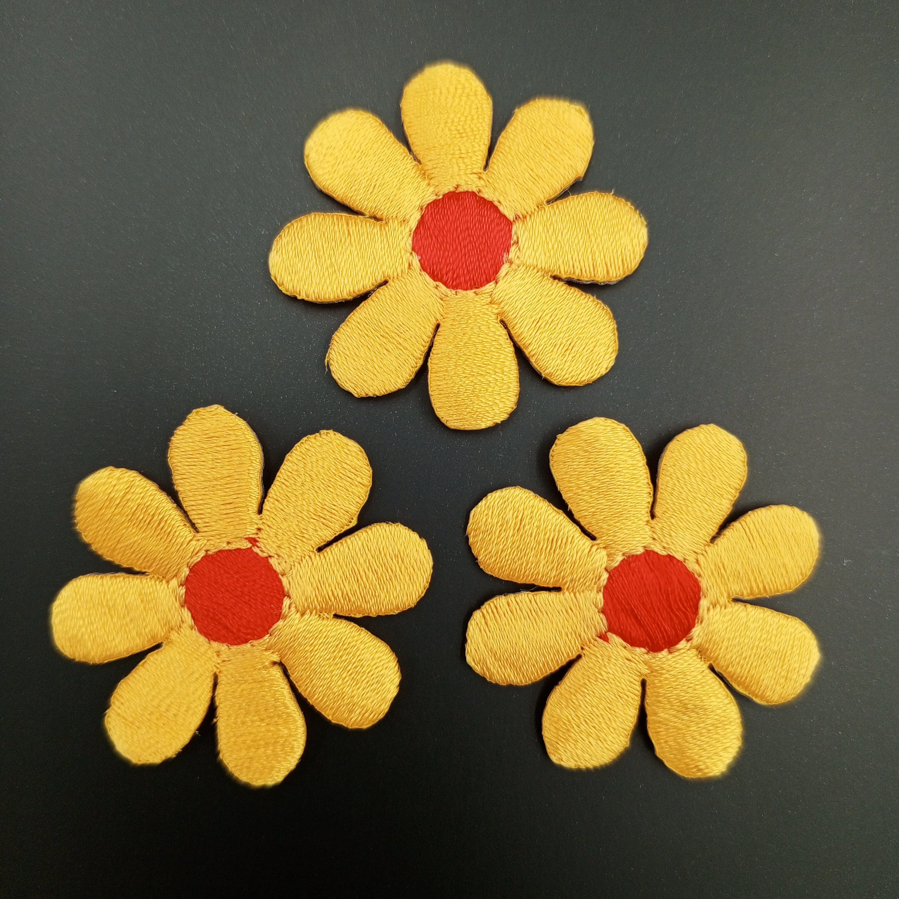 FLORAL VINTAGE applique red golden yellow Flower Patches #269