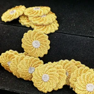 FLORAL VINTAGE applique silver gold metallic flower iron on Patches #208