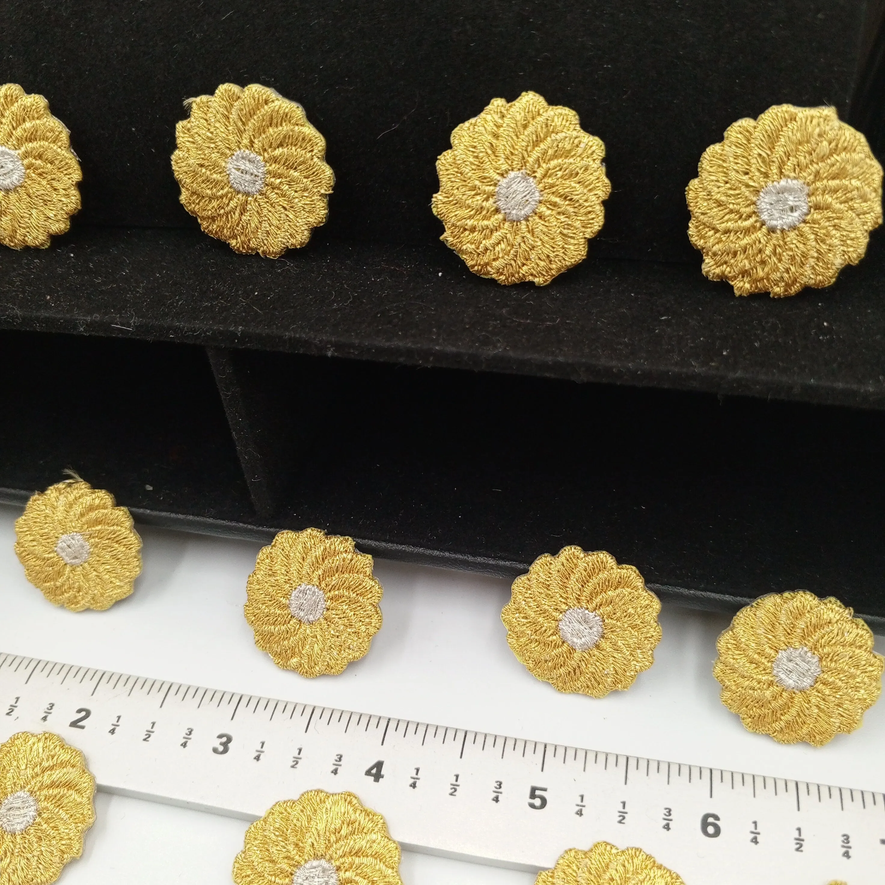 FLORAL VINTAGE applique silver gold metallic flower iron on Patches #208
